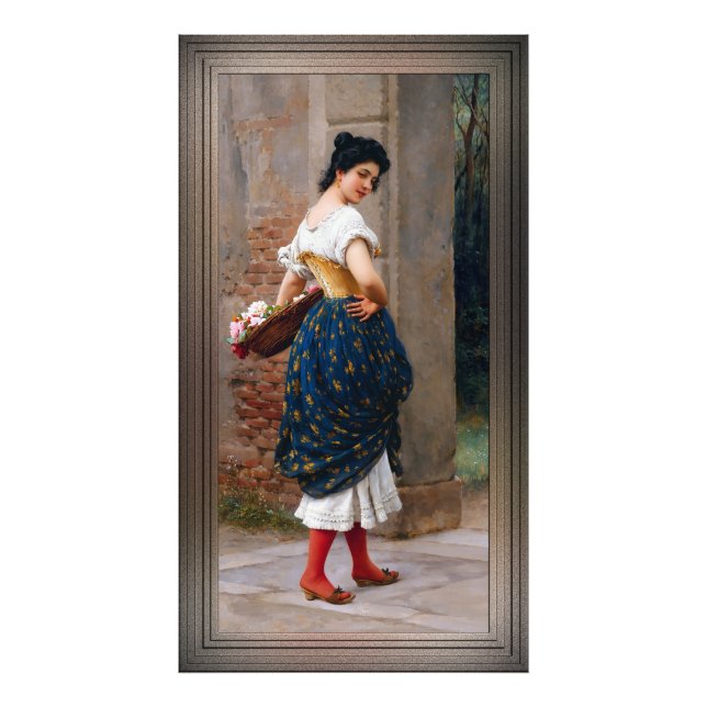 A Maiden With A Basket Of Roses by Eugen von Blaas Photo Print (Front)