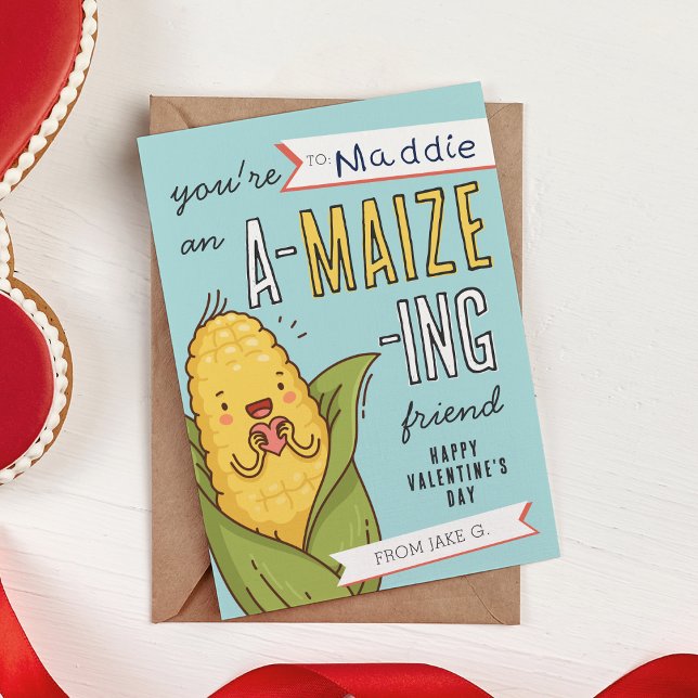 A-Maize-Ing Friend Corn Classroom Valentines Card (Creator Uploaded)