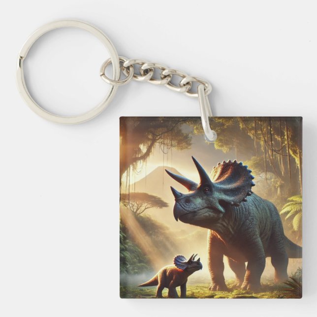 A majestic adult Triceratops  Key Ring (Front)