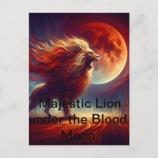 A Majestic Lion under the BLOOD MOON. Postcard