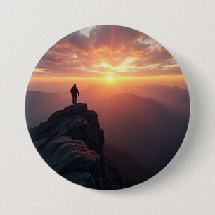 A majestic sunrise seen from the mountain peak 7.5 cm round badge