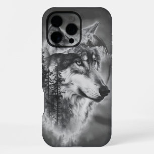 A majestic wolf gazes over misty mountains at dawn iPhone 16 pro max case