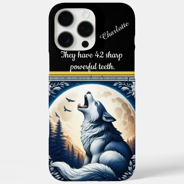 A Majestic Wolf Howls at the Moonlit Sky in Winter Case-Mate iPhone Case (Back)