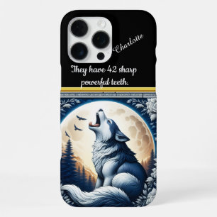 A Majestic Wolf Howls at the Moonlit Sky in Winter iPhone 16 Pro Max Case
