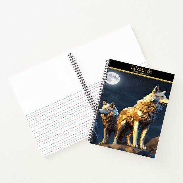A majestic wolf howls under the moonlit sky notebook (Inside)