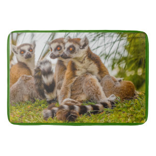 a male lemur hugs his female on Bath Mat