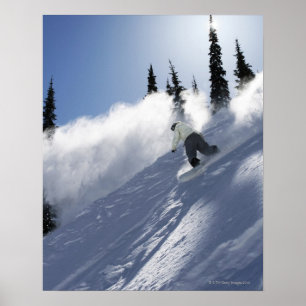 A male snowboarder ripping powder in Idaho. Poster
