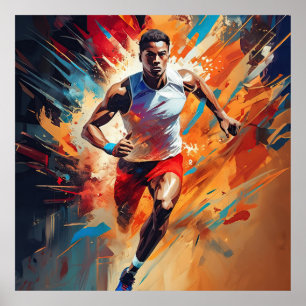 A male track and field athlete. poster