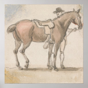 A Man and a Saddled Horse - Paul Sandby - c1800 Poster