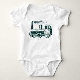 A Man and His Train - Dk Green Baby Bodysuit