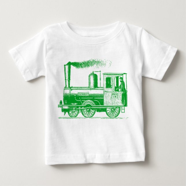 A Man and His Train - Grass Green Baby T-Shirt (Front)