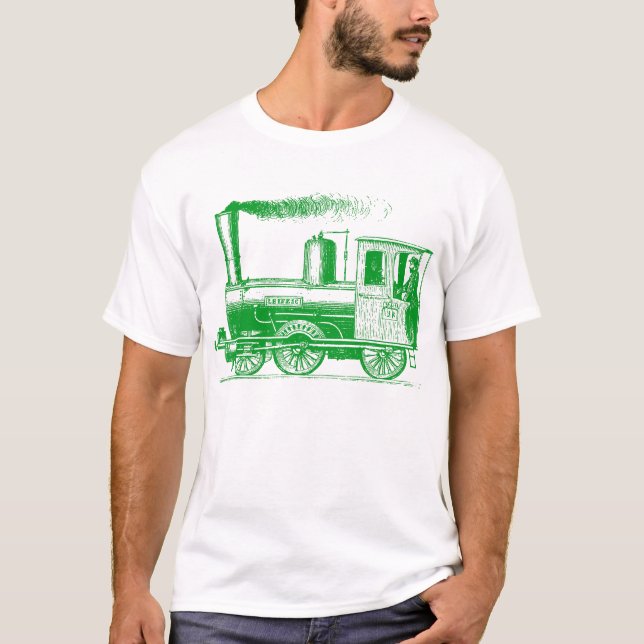 A Man and His Train - Grass Green T-Shirt (Front)