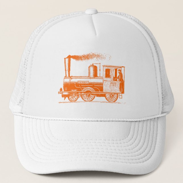 A Man and His Train - Orange Trucker Hat (Front)