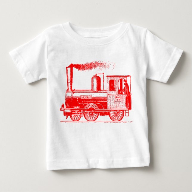 A Man and His Train - Red Baby T-Shirt (Front)
