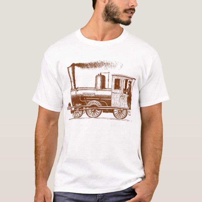 A Man and His Train - Walnut T-Shirt (Front)