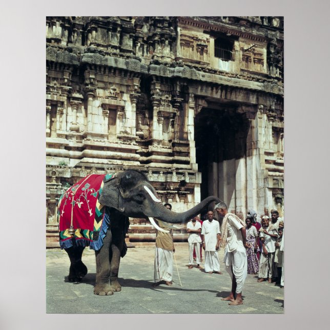 A man being blessed by an elephant poster (Front)