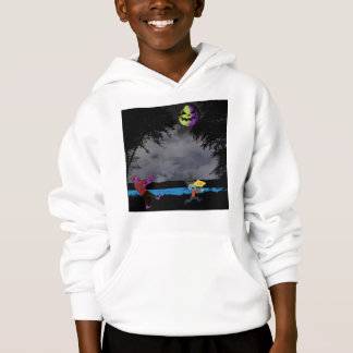 A man chased by zombies