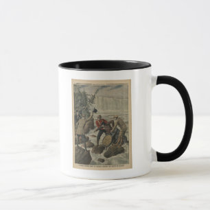 A man in a barrel crossing the Niagara Falls Mug