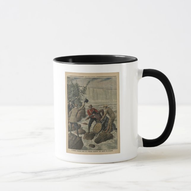 A man in a barrel crossing the Niagara Falls Mug (Right)