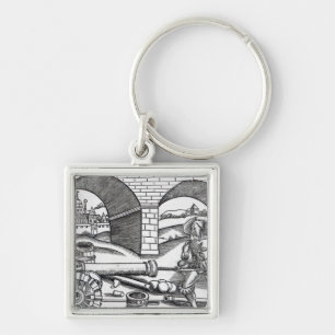 A Man loading a cannon Key Ring