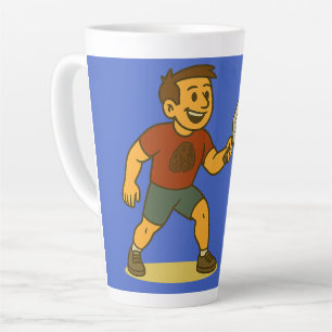 A man playing pickleball with the pickles dog latte mug