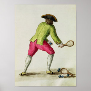 A Man Playing with a Racquet and Balls Poster