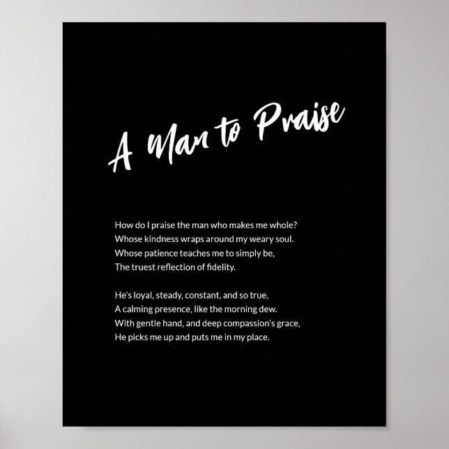 "A Man to Praise" Sentimental Framed Wall Art  (Front)