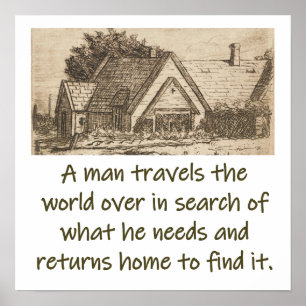 A Man Travels The World Over  - Home Quote  Poster