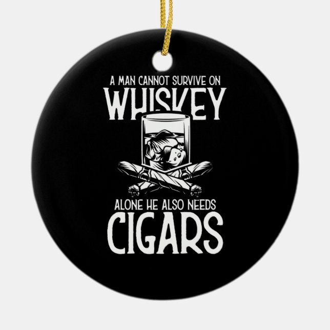 A Man Who Loves Whiskey And Cigar Ceramic Ornament (Front)