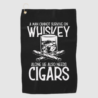 A Man Who Loves Whiskey And Cigar Golf Towel