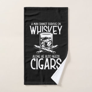 A Man Who Loves Whiskey And Cigar Hand Towel