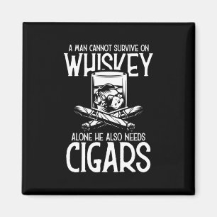 A Man Who Loves Whiskey And Cigar Magnet