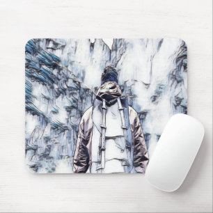 A man with backpack mouse pad