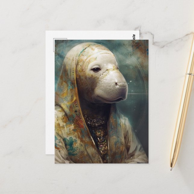 A Manatee in Robes Postcard (Front/Back In Situ)