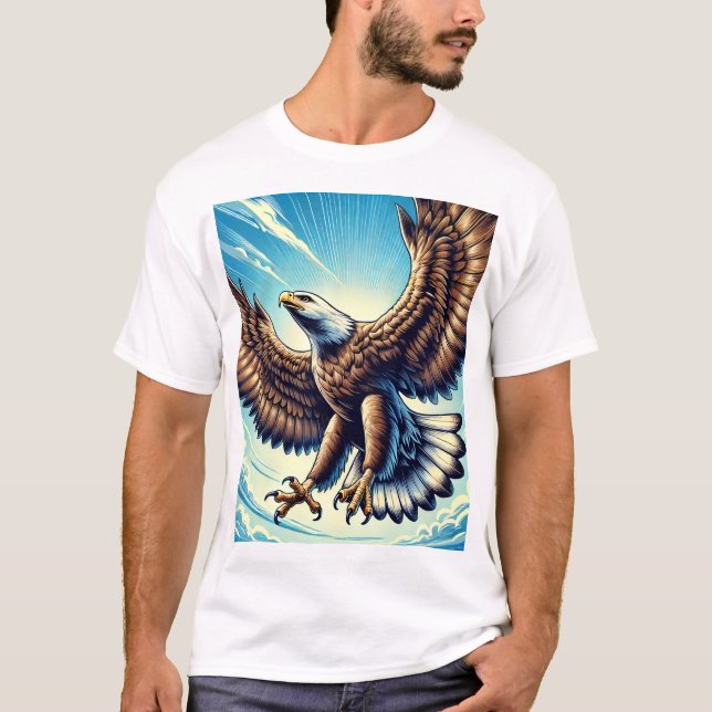 a man's t-shirt with the image of a strong eagle  (Front)