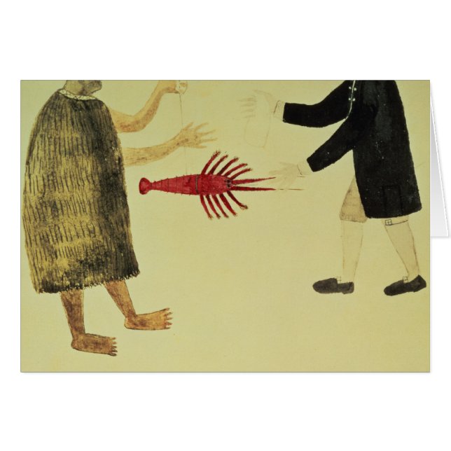 A Maori bartering a crayfish (Front Horizontal)