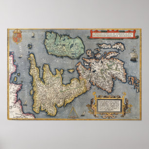 A Map of Great Britain   1587 Poster