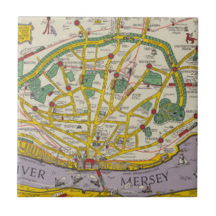 A Map of Merseyside, Liverpool Ceramic Tile