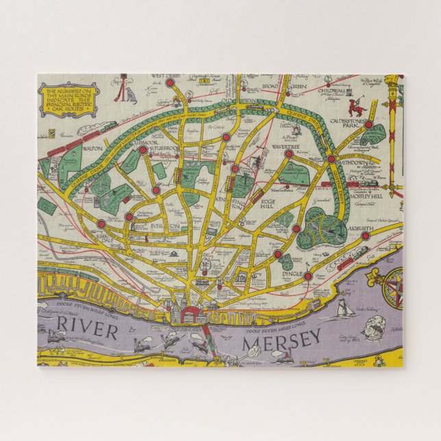 A Map of Merseyside, Liverpool Jigsaw Puzzle (Horizontal)