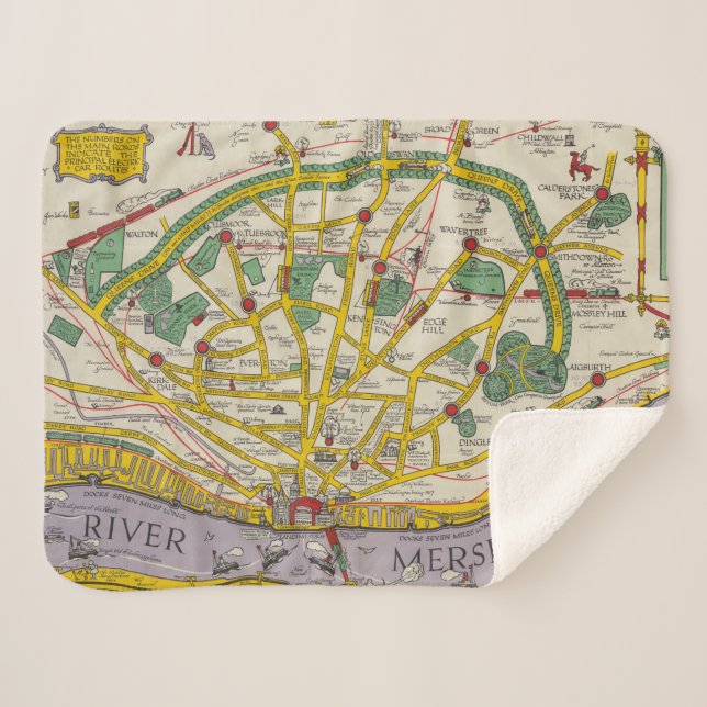 A Map of Merseyside, Liverpool Sherpa Blanket (Front (Horizontal))