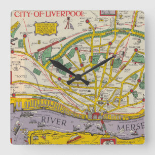 A Map of Merseyside, Liverpool Square Wall Clock