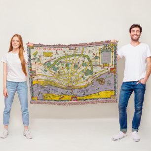 A Map of Merseyside, Liverpool Throw Blanket