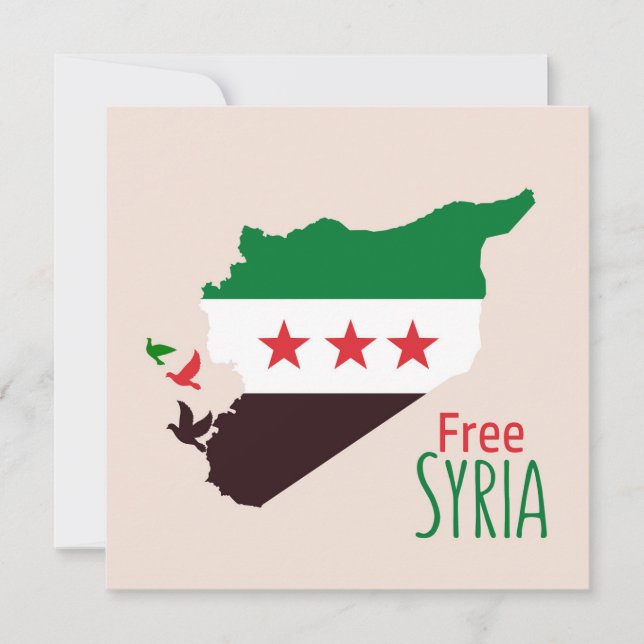 A map of Syria featuring the Revolution Flag Invitation (Front)