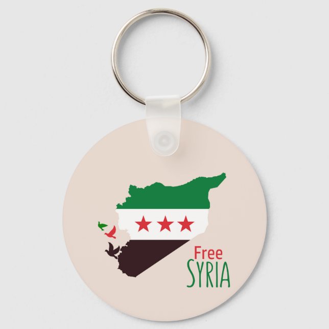 A map of Syria featuring the Revolution Flag Key Ring (Front)