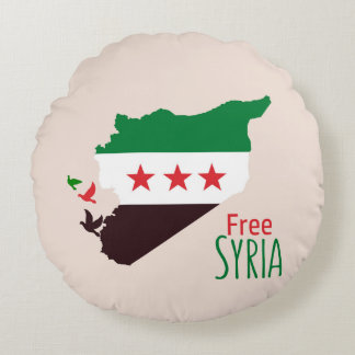 A map of Syria featuring the Revolution Flag Round Cushion
