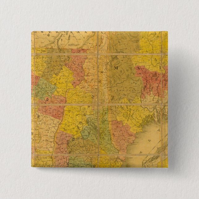 A Map of the New England States 15 Cm Square Badge (Front)