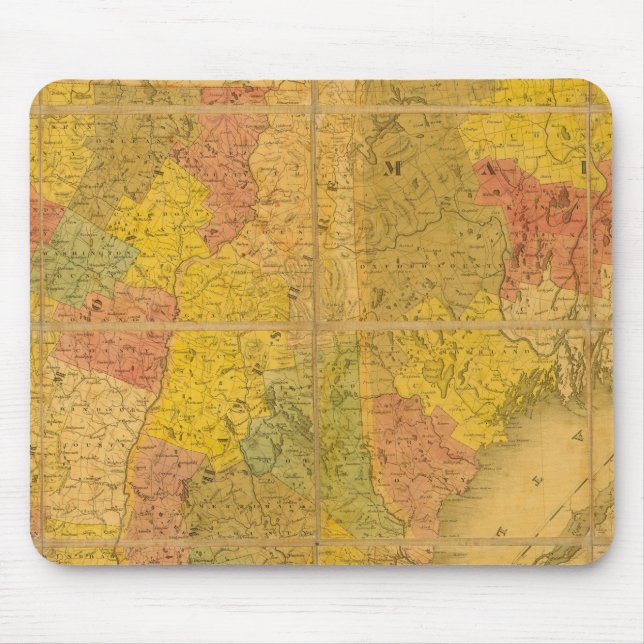 A Map of the New England States Mouse Pad (Front)