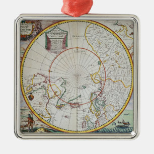 A Map of the North Pole Metal Ornament