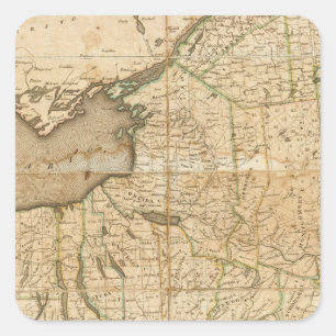 A Map of the State Of New York Square Sticker
