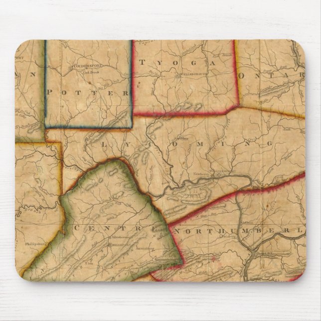 A Map Of The State Of Pennsylvania Mouse Pad (Front)